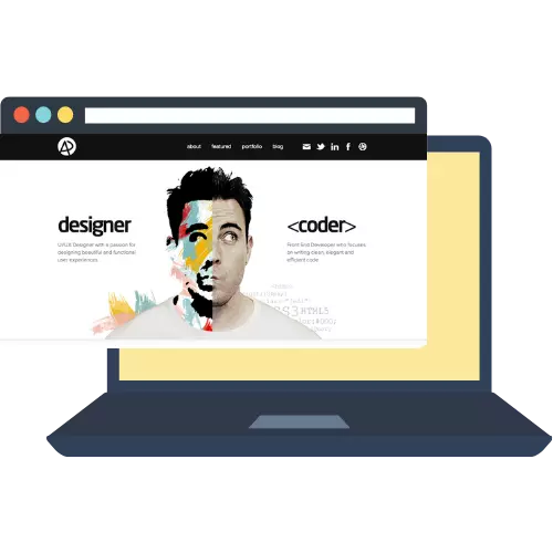 Portfolio website acting as an online call card showcasing personal work, skills, and professional identity