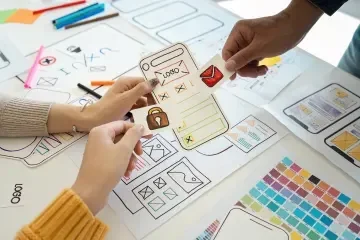 UI/UX design & prototyping showing simple, attractive app screens for smooth user experience